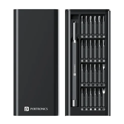 Image of Portronics Bit Box, 24-in-1 Screwdriver Kit, Compact, Durable, and Travel-Friendly Tool Kit with a Magnetic Bit Holder, 