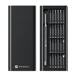Portronics Bit Box,24-in-1 Screwdriver Kit, Compact,Durable,and Travel-Friendly Tool Kit with a Magnetic Bit Holder,Perfect for Household&Auto Repair (Black)
