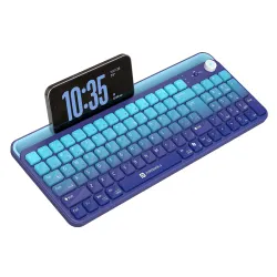 Portronics Bubble 4.0 Wireless Keyboard with Bluetooth + 2.4 GHz USB Receiver, Rechargeable Battery, Volume Control Knob, Multimedia Hotkeys with Numpad, for Laptop, PC, Smartphone, Tablet(B...