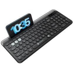 Portronics Bubble 3.0 Wireless Keyboard with Bluetooth + 2.4 GHz USB Receiver, Rechargeable Battery, Dual Height Adjustm