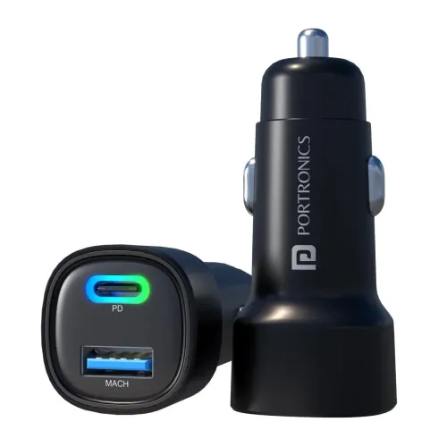 Image of Portronics Car Power 30 Dual Output Fast Car Charger with 30W Type-C PD & 30W USB