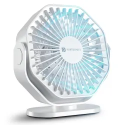 Portronics Chill On Mini Type-C Powered Table & Hanging Fan, 360° Rotation, 3-Speeds, BLDC Motor, One Button Control, Compact 3.25” Design with Loop for Desk, Home, Office & Travel (No Batte...
