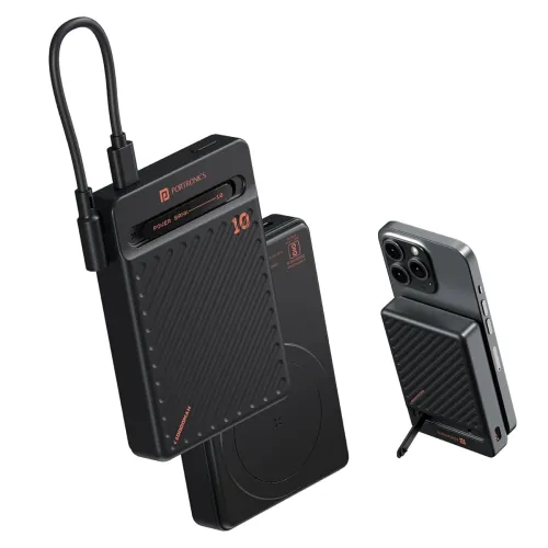 Image of Portronics Chyro 10000mAh 15W Magnetic Wireless Powerbank - Black
