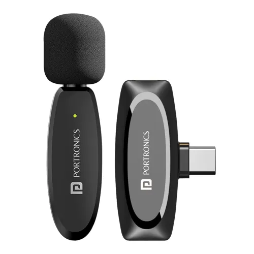 Image of Portronics Dash 7 Wireless Mic | Type-C | Noise Canceling | Black