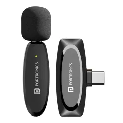 Portronics Dash 7 Wireless Mic | Type-C | Noise Canceling | Black