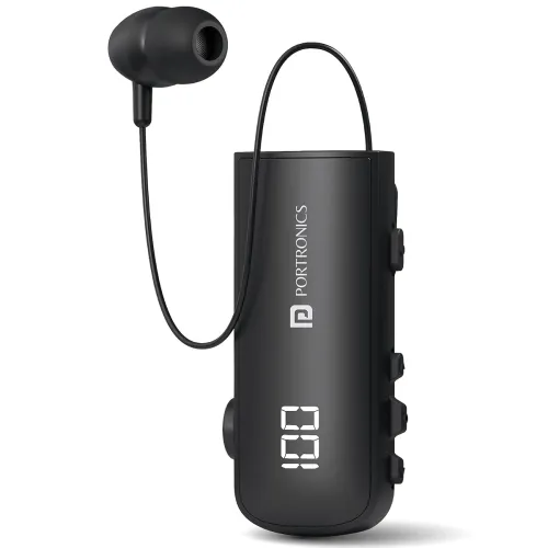 Image of Portronics Harmonics Klip 7 Retractable Bluetooth Calling Earphone
