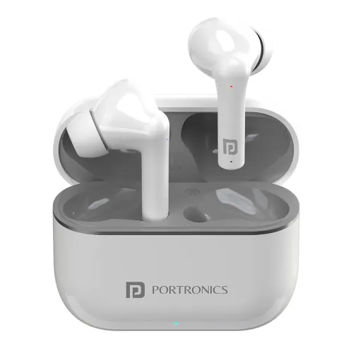 Image of Portronics Harmonics Twins S6 TWS Earbuds with 50Hrs Playtime, Low Latency, Auto ENC, Quad Mics, 10mm Drivers, IPX4 Wate