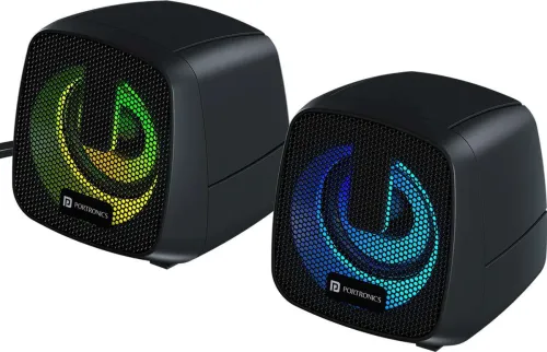 Image of Portronics In Tune 6 6W PC Speaker, USB Powered, LED, Stereo (Black)