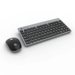 Portronics Key2 Combo Wireless Keyboard and Mouse Set, with 2.4 GHz USB Receiver, Silent Keystrokes, 1200 DPI Optical Tracking, Compact Design, Multimedia Keys for PC, Laptop & USB Supported Devices (Grey)