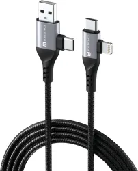 Portronics Type C 1 m Konnect 4 IN 1 Multi Functional with Nylon Braided Fast for Android, iOS Devices (Compatible with 