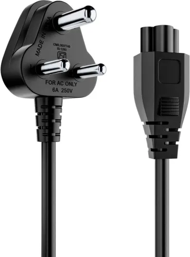 Image of Portronics Power Cord 1.2 m Konnect G3 Laptop Power Cord,1.2m Long, Clover Leaf Shape for Laptop Charger (Compatible wit