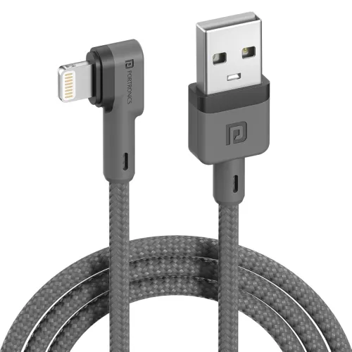 Image of Portronics Konnect L 1.2m 8-Pin Fast Charging Cable – 3A, Grey