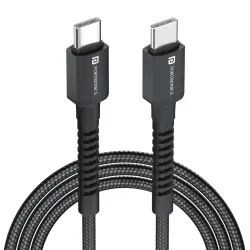 Portronics Konnect X 60W Type C to Type C Unbreakable Nylon Braided Cable, 1M Fast Charging Cable for iPhone 15 series.