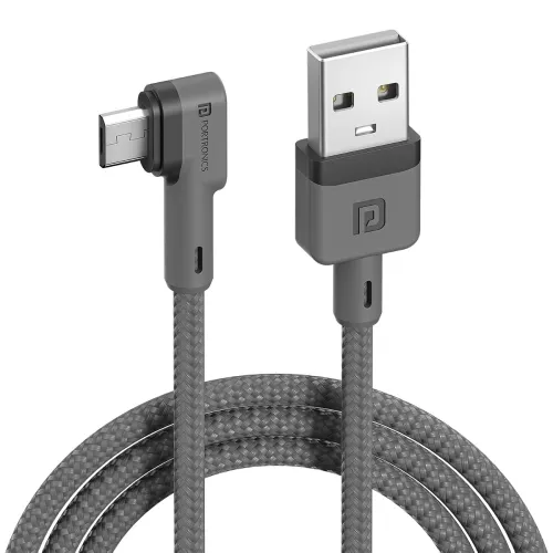 Image of Portronics Konnect L 1.2Mtr, Fast Charging 3A Micro USB Cable with Charge & Sync Function (Grey)