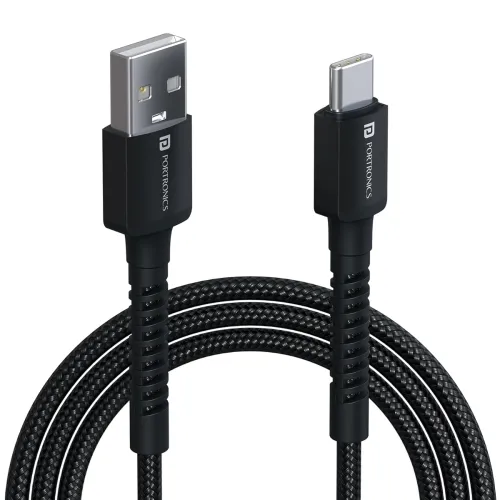 Image of Portronics Konnect X 3A Type-C Fast Charging Cable (2M, Black)