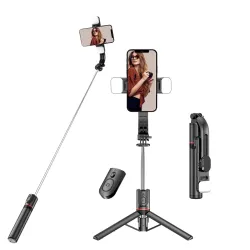 Portronics Lumistick Smart Selfie Stick with 360 Degree Rotation, Bluetooth v5.3, 1160mm Extension Rod, 3 Light Modes fo