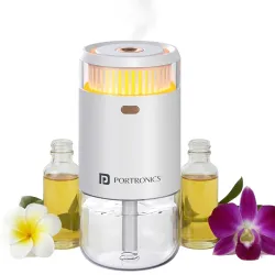 Portronics Magma Go 2-in-1 Portable Ultrasonic Aroma Diffuser & Humidifier, 135ml Capacity, Type-C Powered, 4 Mist Modes