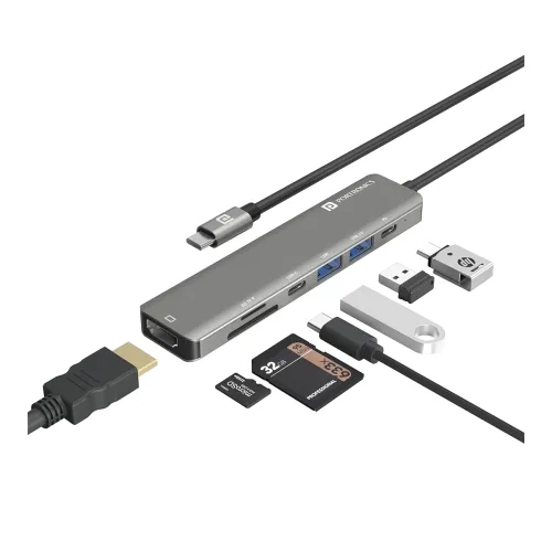 Image of Portronics Mport 52 7-in-1 USB-C Hub Dock (Grey)
