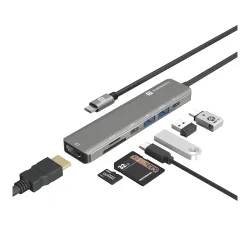 Portronics Mport 52 7-in-1 USB-C Hub Dock (Grey)