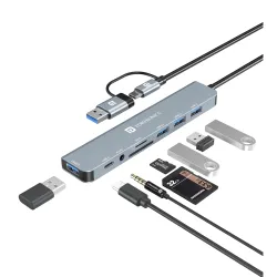 Portronics Mport 8 Plus Dual Plug 8-in-1 Type-C Data Hub