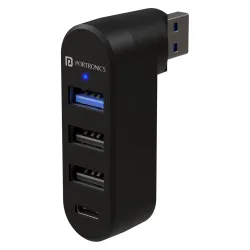 Portronics MPort Spin 4-in-1 USB Hub Dock with Type-C, USB 3.0 SuperSpeed, Rotating USB Plug, 2-Port USB 2.0 High-Speed,