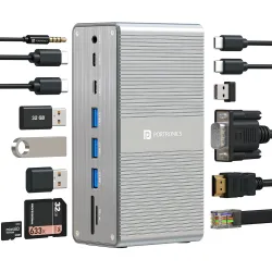Portronics Mport Vault 13-in-1 USB-C Metal Docking Station, 100W PD Charging