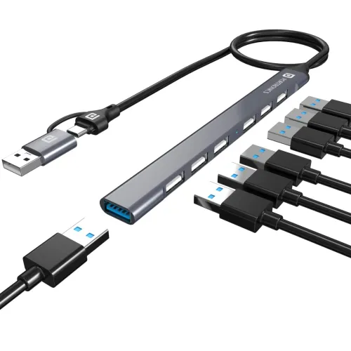 Image of Portronics Mport 7 7-in-1 USB Hub Dock with Convertible USB & Type C Heads