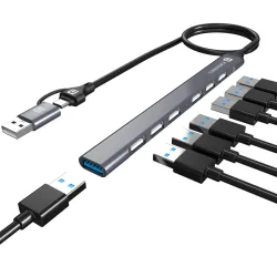 Portronics Mport 7 7-in-1 USB Hub Dock with Convertible USB & Type C Heads