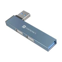 Portronics Mport Mino A USB 3.0 Hub Dock (3-in-1) with USB 3.0 SuperSpeed, Compact L-Shape Design, 2-Port USB 2.0 High-S