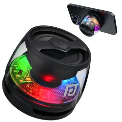 Portronics Nadya 6W Magnetic Bluetooth Speaker with MagSafe Mobile Stand, HD Sound, Upto 4 Hours Playtime, 40mm Driver, RGB LED Lights, Bluetooth 5.3V, Transparent Speaker, Type C Charging(B...