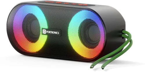 Image of Portronics Pixel 3 Wireless with 7Hrs Playtime, FM, AUX, BT5.3, Water Resistant 10 W Bluetooth Party Speaker (Black, Ste