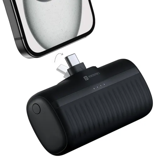 Image of Portronics Power Pebble 5000mAh 20W Fast Charging Nano Powerbank, in-Built Foldable Type C Input/Output Pin, Type C PD O