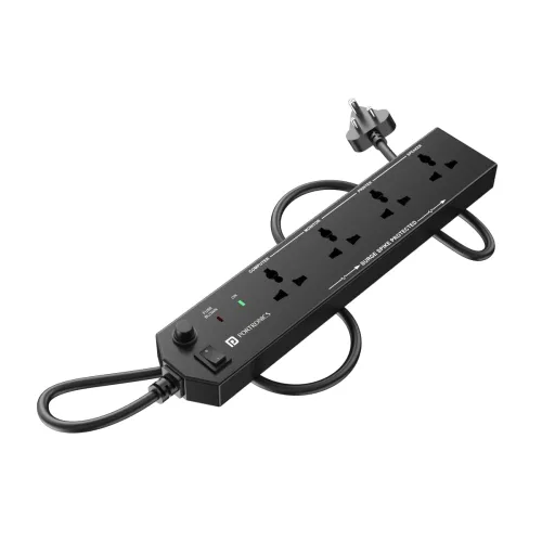 Image of Portronics Power Plate 10 Extension Board (4 Sockets, 3M Cord, Black)