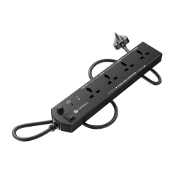 Portronics Power Plate 10 Extension Board (4 Sockets, 3M Cord, Black)
