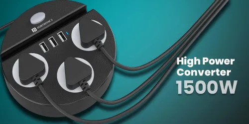 Image of Portronics Power Plate 5 3 Socket Extension Boards (Black, 1.5 m, With USB Port)