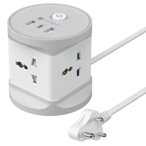 Image of Portronics Power Plate 9 Pro, 2500W 7-in-1 Desktop Charging Station with 4X Universal Sockets, 12W USB-A & Type-C Ports,