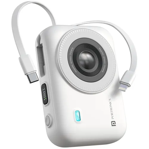 Image of Portronics Power Shutter 20000mAh 15W Magnetic Wireless Fast Charging Powerbank with in-Built Type C & 8 Pin Cable, 22.5