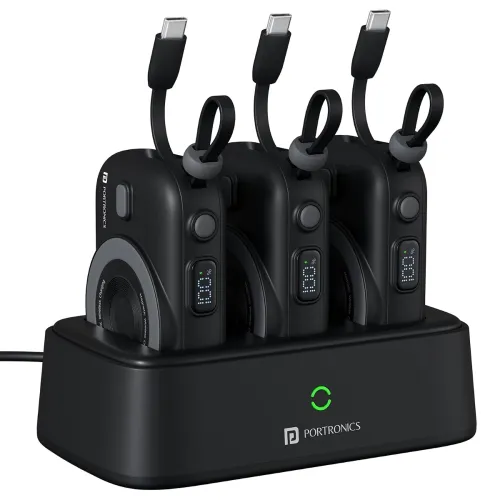 Image of Portronics Power Shutter Home 3-in-1 10000mAh Wireless Powerbank with Charging Station