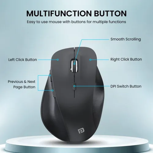 Image of Portronics Toad 24 Wireless Mouse – 1600 DPI, USB Nano Receiver (Black)