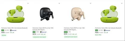 Image of Portronics True Wireless Earbuds at minimum 60% Discount