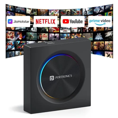 Image of Portronics Tune Prime CarPlay & Android Auto Adapter, Stream YouTube, Netflix, JioHotstar on Car Screen, Converts Wired 