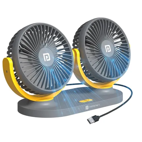 Image of Portronics Twin Cool Dual Head USB Fan 3-Speed Grey