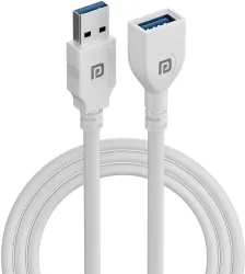 Portronics Uniconnect 1.5M USB Extension Cable (Type-A M to F, White)