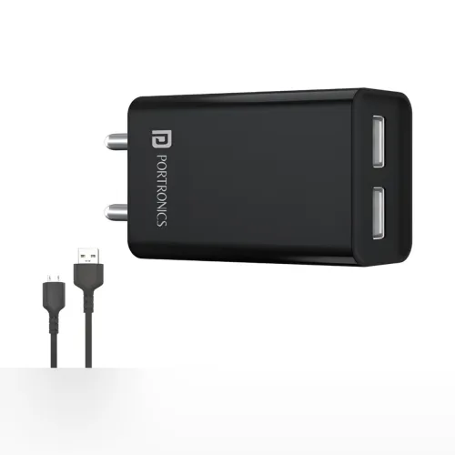 Image of Portronics Unisex Adaptor Dual USB Port 5V/2.4A Charger