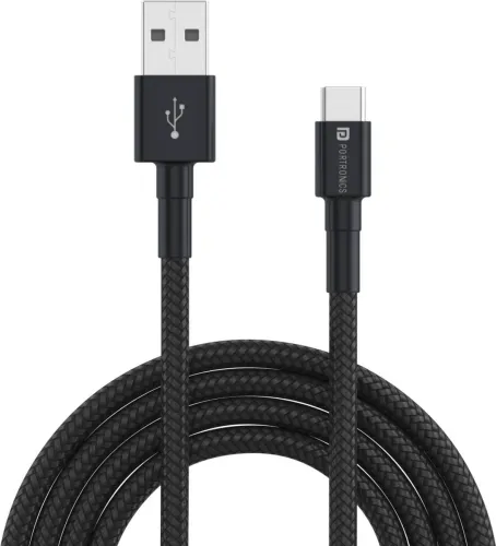Image of Portronics USB Type C Cable 2 A 1 m Konnect B (Compatible with Smartphone, Black, One Cable)