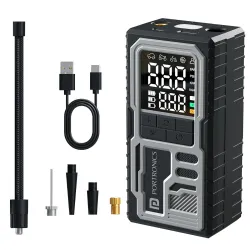 Portronics Vayu 10 Type-C Rechargeable Tyre Inflator, 2 x2000 mAh Batteries, Digital Display, 150 PSI, Preset Modes, Flashlight with SOS, Pressure Detection, for Cars, Bikes, Bicycles & Spor...