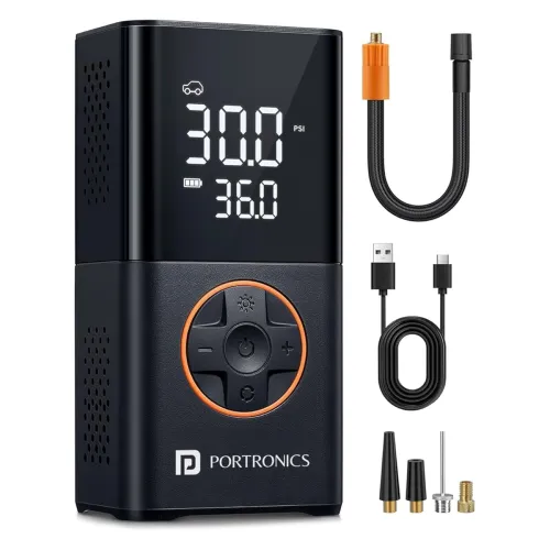 Image of Portronics Vayu 3.0 tyre Inflator with 150 PSI Pressure 4000 mAh Battery