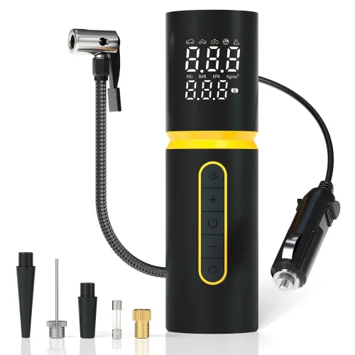 Image of Portronics Vayu 5.0 Lite, Portable 12V DC Corded Tyre Inflator for Cars, 150 PSI, Fast Inflation, Digital LED Display, 3