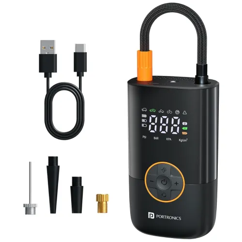 Image of Portronics Vayu Go Rechargeable Tyre Inflator 2×2000 mAh