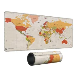 Portronics Comfipad Atlas World Map Desk Mat 80x30cm Extended Mouse Pad with Anti-Slip Rubber Base, Stitched Edges, Smoo